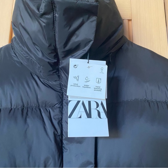 Zara long down feather puffer jacket black - Picture 6 of 16